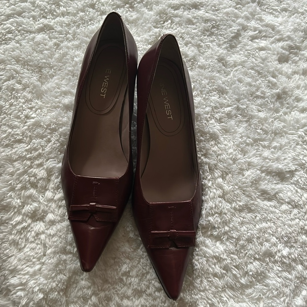 Nine West  Burgundy Leather Shuman 2.5” Heels 7.5 M